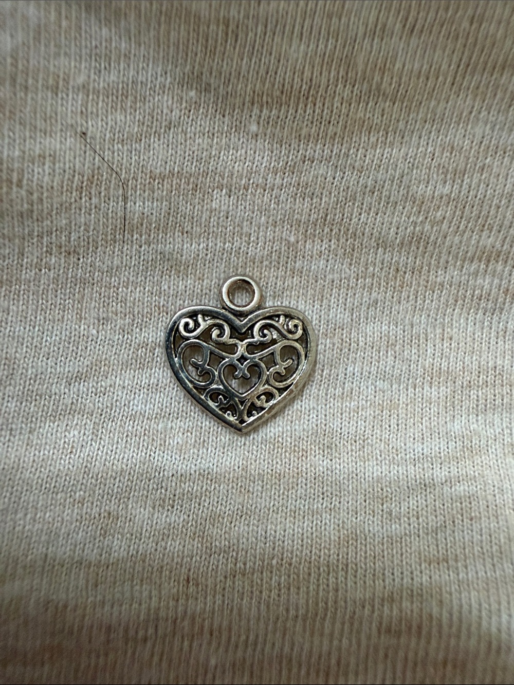 Silver Tone Heart Filigree Charm Pendant - Women's Jewelry Not Sterling
